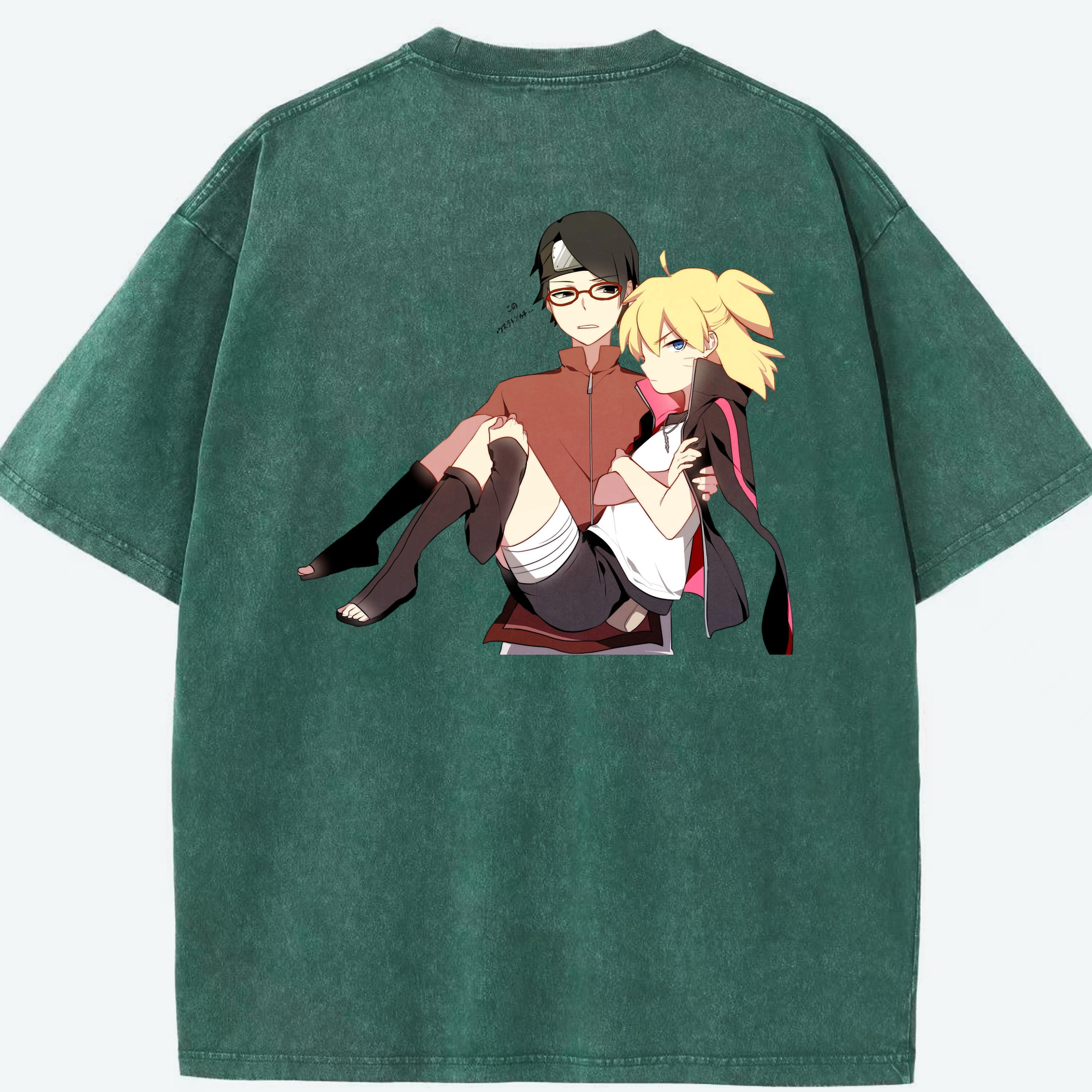 （画像用） NARUTO -ナルト- うちは サラダ Uchiha Sarada 綿100% ヴィンテージ風 半袖Tシャツ（背面プリント）